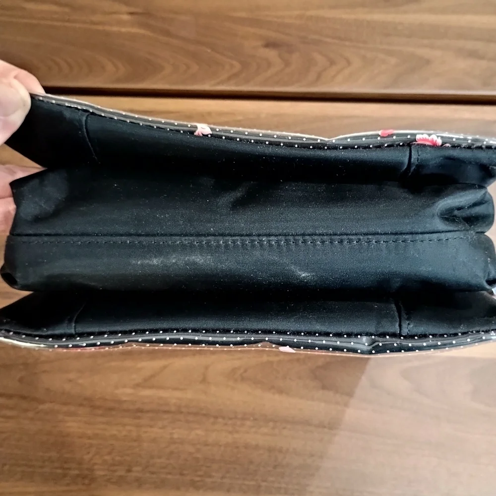 Victoria's Secret Black and Red Floral Cosmetic Bag